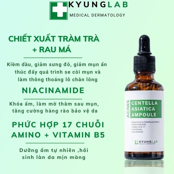 Serum, Serum ngừa mụn thâm Acnes Centella Aisatica Ampoule 50ml Kyung Lab siêu kiềm dầu, làm dịu, giảm sưng viêm, mụn, t
