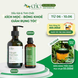 Combo giảm rụng tóc 2 sản phẩm dầu gội thảo mộc giảm gàu, kích mọc tóc 300ml