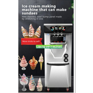 Máy làm kem tươi 3 vòi - Thương hiệu GONSEN  hàng cao cấp bảo hành 18 tháng