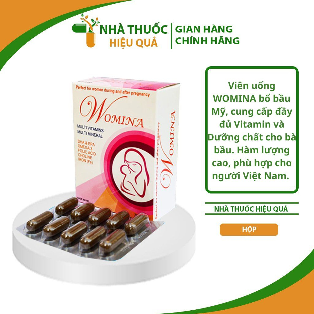 Viên uống Womina Bổ Bầu Mỹ - Bổ sung Vitamin và Khoáng chất cho bà Bầu I Nhập khẩu chính hãng Mỹ.thuochieuqua