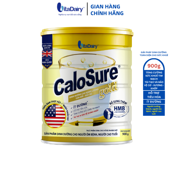 Sữa bột Calosure Gold ít đường 900g giúp tăng cường sức khỏe tim mạch, bảo vệ xương - VitaDairy