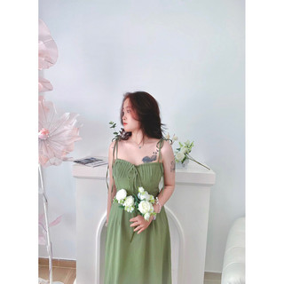 Đầm 2dây thắt nơ vai H180 ( có bigsize )