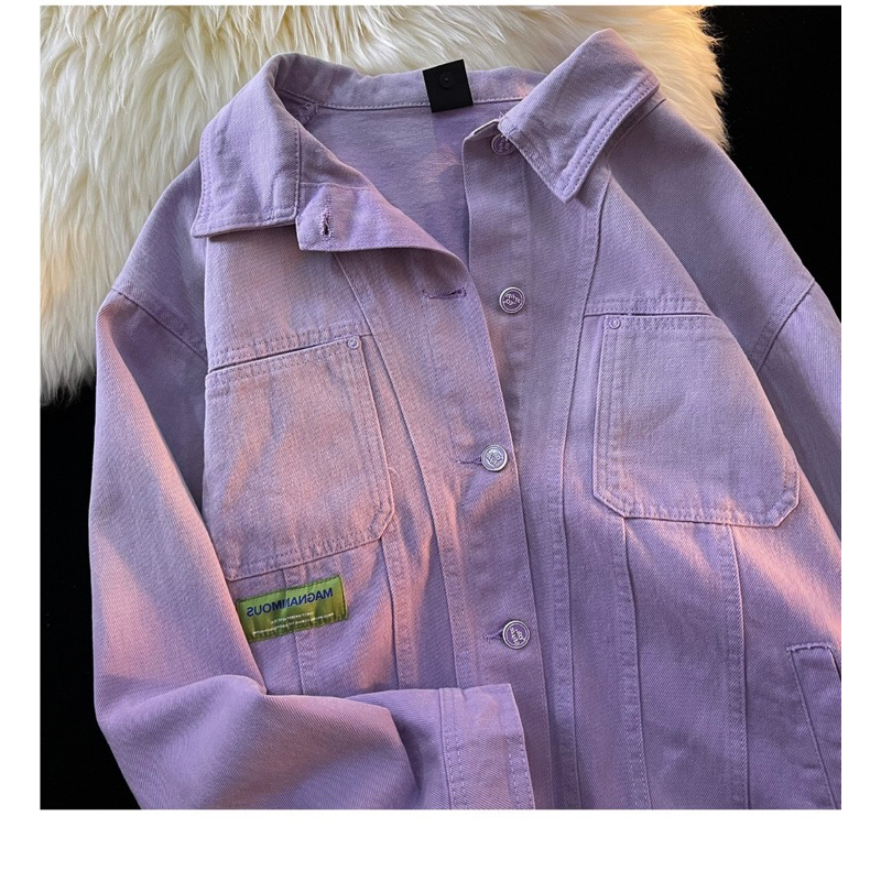 ÁO KHOÁC DENIM TÍM UNISEX FORM RỘNG ULZZANG (SẴN)