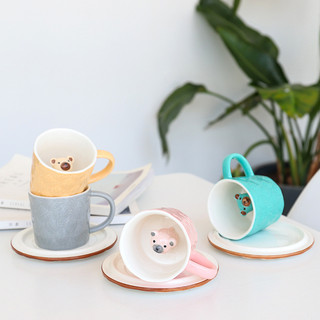 Cốc sứ trắng có tượng chó shiba bên trong , Cốc sứ cute, Quà lưu niệm, 280ml