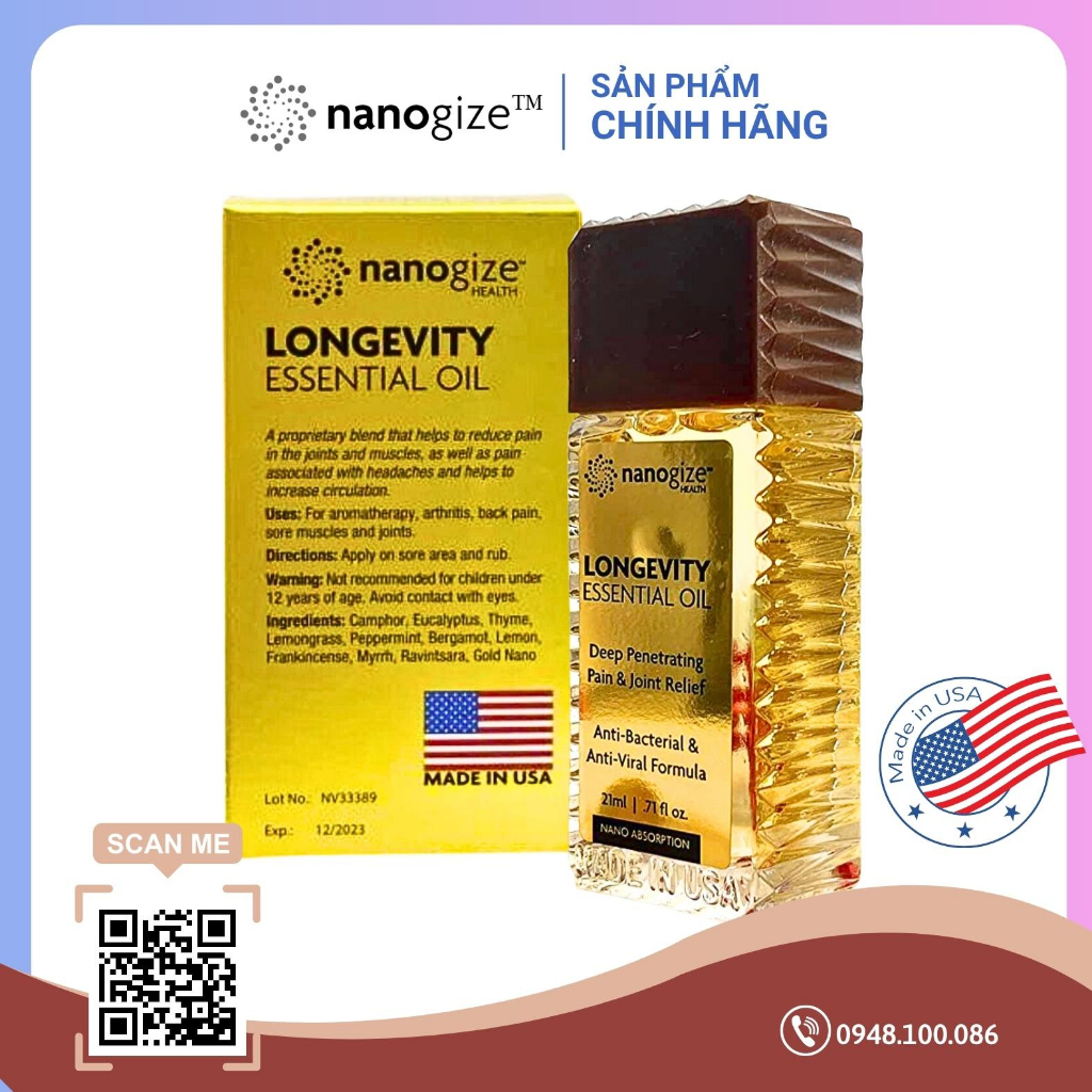 Dầu gió vàng NANOGIZE Health Longevity Essential Oil Deep Penetrating
