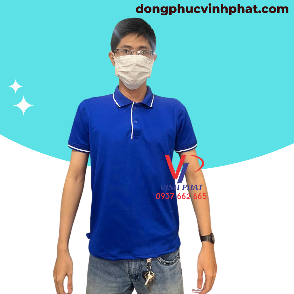 Áo Thun Polo Có Cổ Nam Màu Xanh Bích Phối Viền Trắng Vải Cá Sấu Co Giãn 4 Chiều Thoáng Mát - Hình Thật