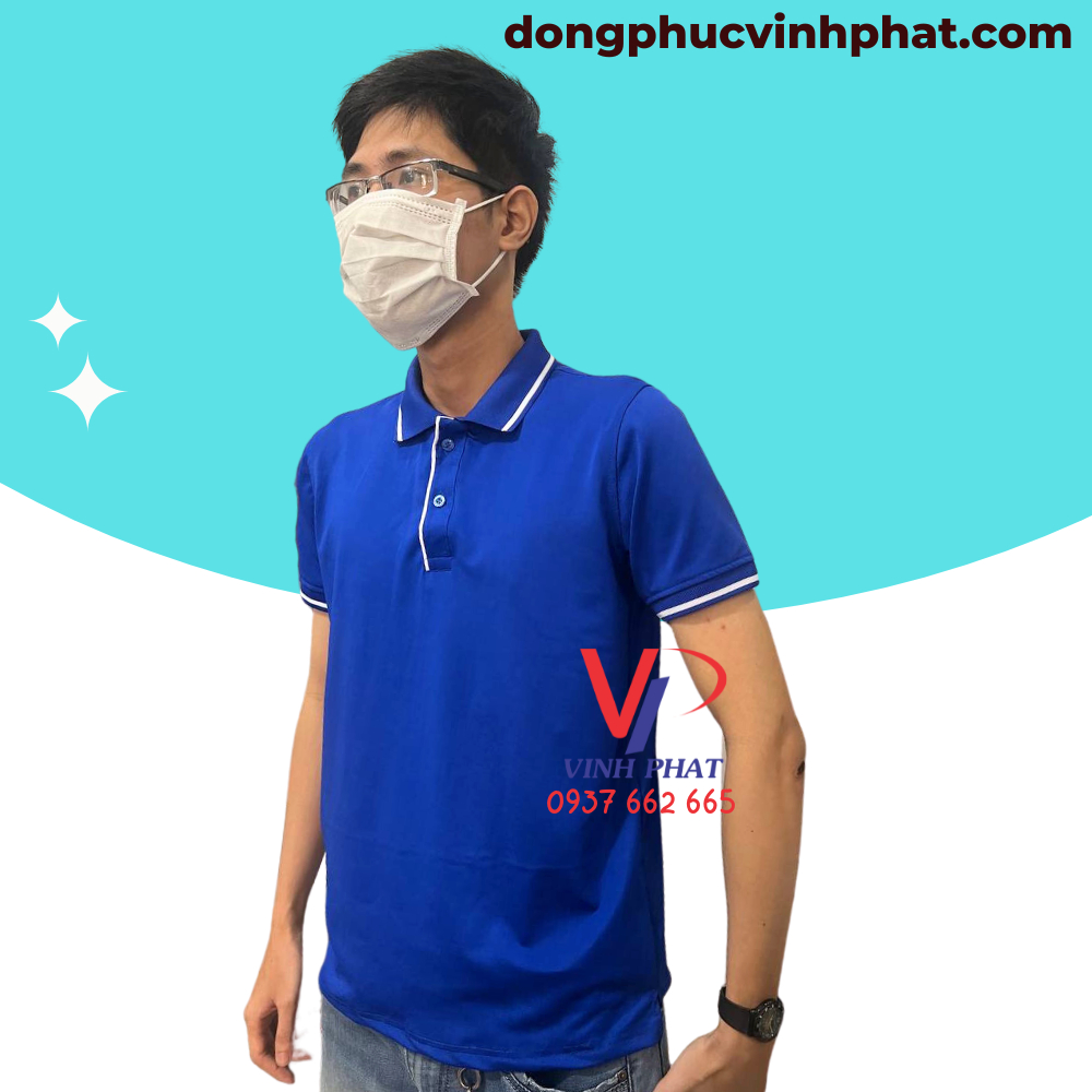 Áo Thun Polo Có Cổ Nam Màu Xanh Bích Phối Viền Trắng Vải Cá Sấu Co Giãn 4 Chiều Thoáng Mát - Hình Thật