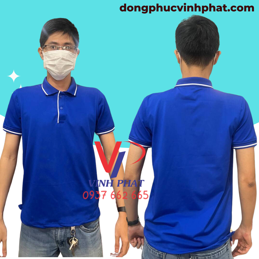 Áo Thun Polo Có Cổ Nam Màu Xanh Bích Phối Viền Trắng Vải Cá Sấu Co Giãn 4 Chiều Thoáng Mát - Hình Thật