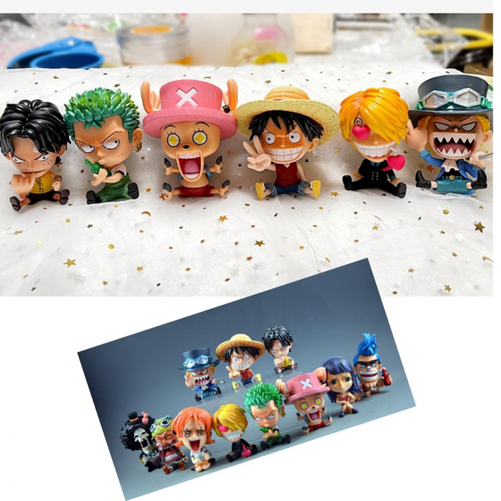 Mô hình 8 nhân vật trong One Piece chibi Luffy Zoro Sanji Ace Sabo Nami Robin Choper cao 9cm - Shin Case