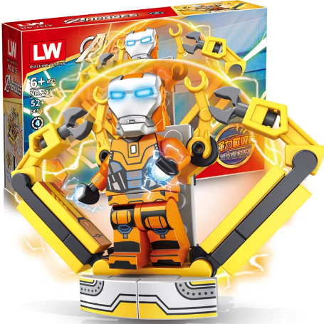 Mô hình lắp ghép nhân vật Người sắt Iron Man có Nam châm dính Tủ lạnh trang trí - Đồ chơi lắp ráp 3D cho bé