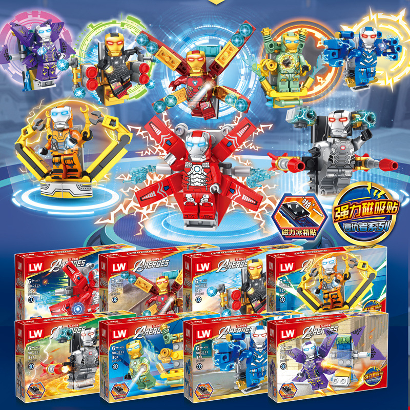 Mô hình lắp ghép nhân vật Người sắt Iron Man có Nam châm dính Tủ lạnh trang trí - Đồ chơi lắp ráp 3D cho bé