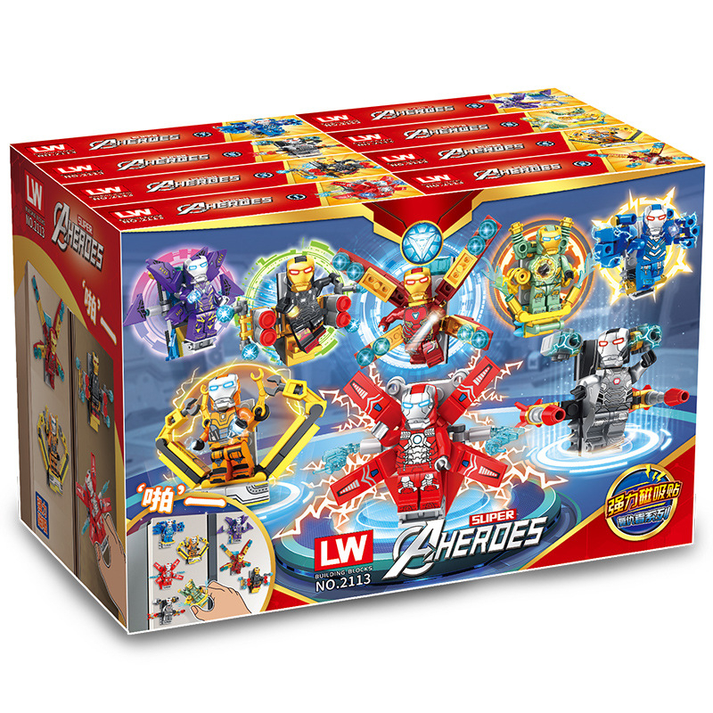 Mô hình lắp ghép nhân vật Người sắt Iron Man có Nam châm dính Tủ lạnh trang trí - Đồ chơi lắp ráp 3D cho bé