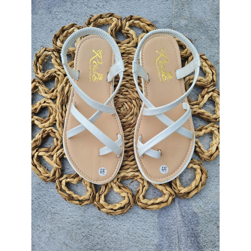Dép SANDAL Dây Đan Chéo Chất Liệu Dây Si Bóng Đế Nâu Sang Trọng Phù Hợp Với Đi Học Đi Làm - L0043