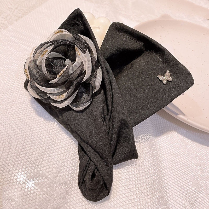 Kẹp Tóc Nơ Bằng Vải Lưới Đính Hoa Ngọt Ngào Dành Cho Nữ