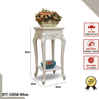 Kệ hoa trang trí 2 tầng gam màu trắng thanh lịch mang phong cách tân cổ điển KTT-1505B-89cm.
