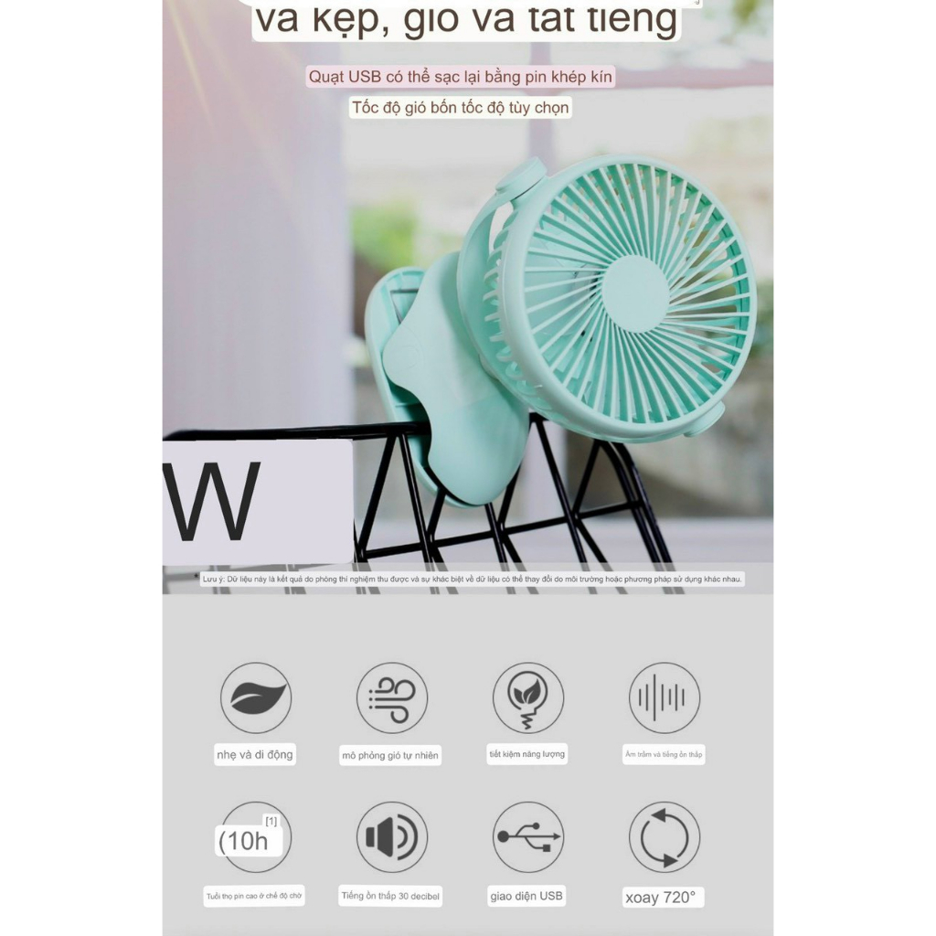 Quạt kẹp bàn , xe đẩy Cho bé thương hiệu Yase chuẩn nội địa Trung - Pin sạc 10000mAh, xoay 360 độ