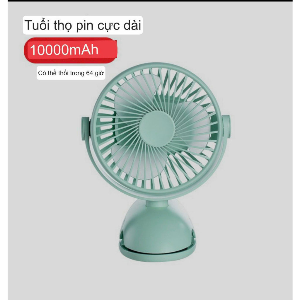 Quạt kẹp bàn , xe đẩy Cho bé thương hiệu Yase chuẩn nội địa Trung - Pin sạc 10000mAh, xoay 360 độ