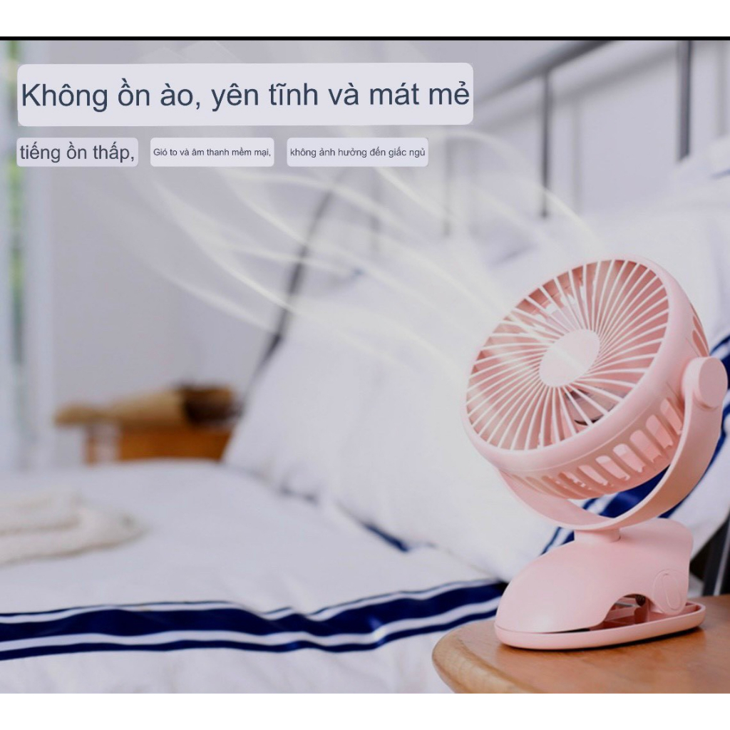 Quạt kẹp bàn , xe đẩy Cho bé thương hiệu Yase chuẩn nội địa Trung - Pin sạc 10000mAh, xoay 360 độ