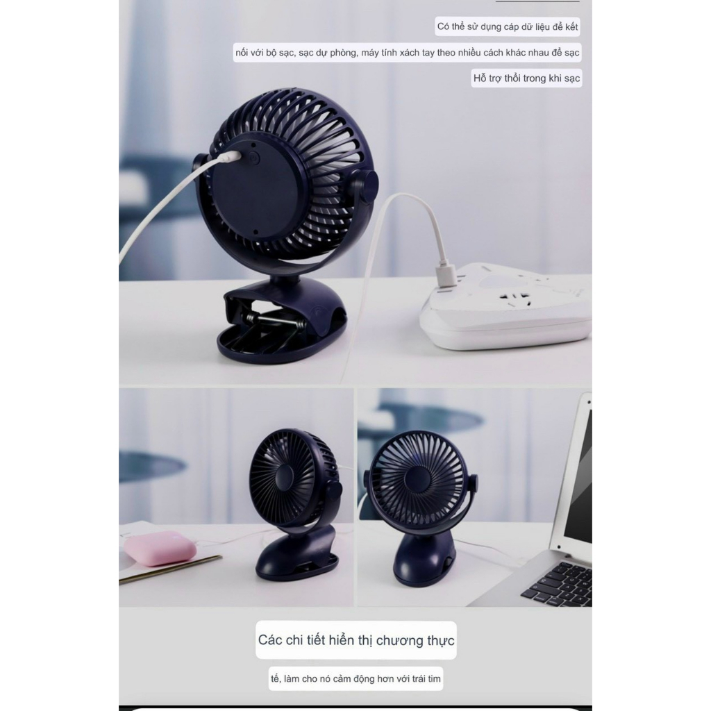 Quạt kẹp bàn , xe đẩy Cho bé thương hiệu Yase chuẩn nội địa Trung - Pin sạc 10000mAh, xoay 360 độ