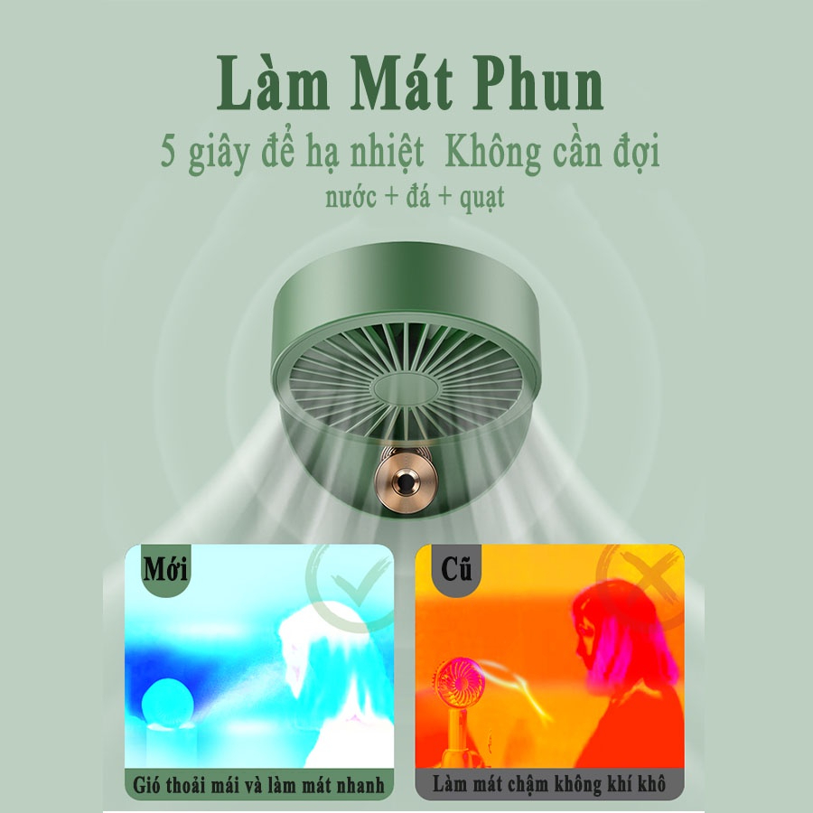 Quạt mini máy phun sương USB Sạc Điện Quạt khuếch tán tinh dầu đèn LED dung 350ML