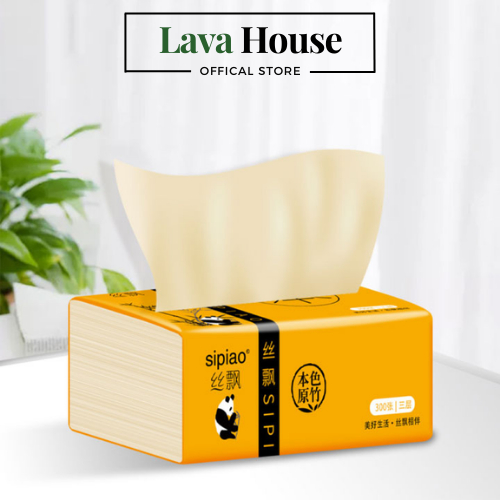 1 gói giấy ăn gấu trúc Sipo, chất liệu an toàn, không chất tẩy trắng, số lượng 300 tờ/gói