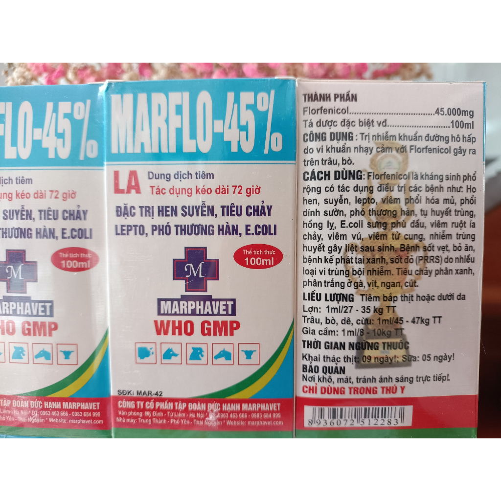 Marflo 45% tác dụng kéo dài 72h chai 100ml