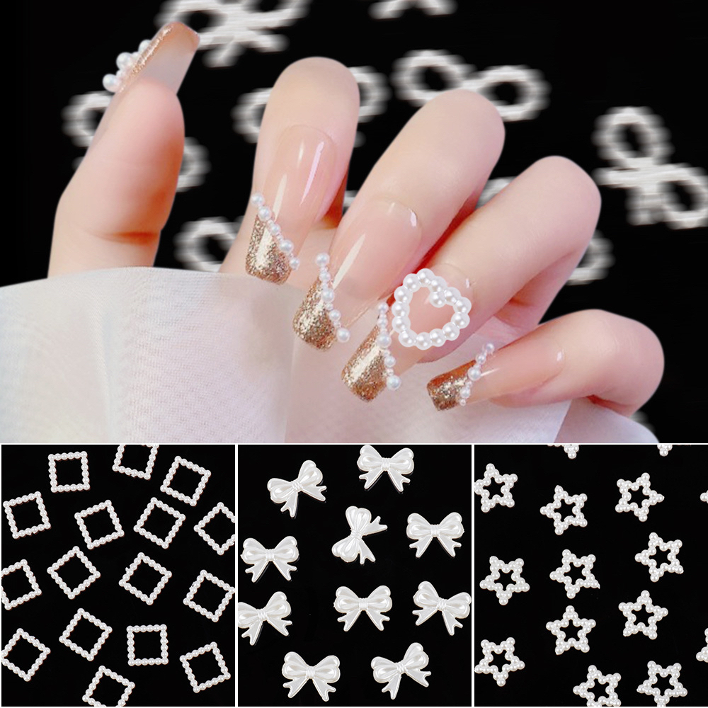 Túi 10 Hạt Charm Phụ Kiện Hình Trái Tim, Ngôi Sao, Nơ Đính Kẹp Tóc