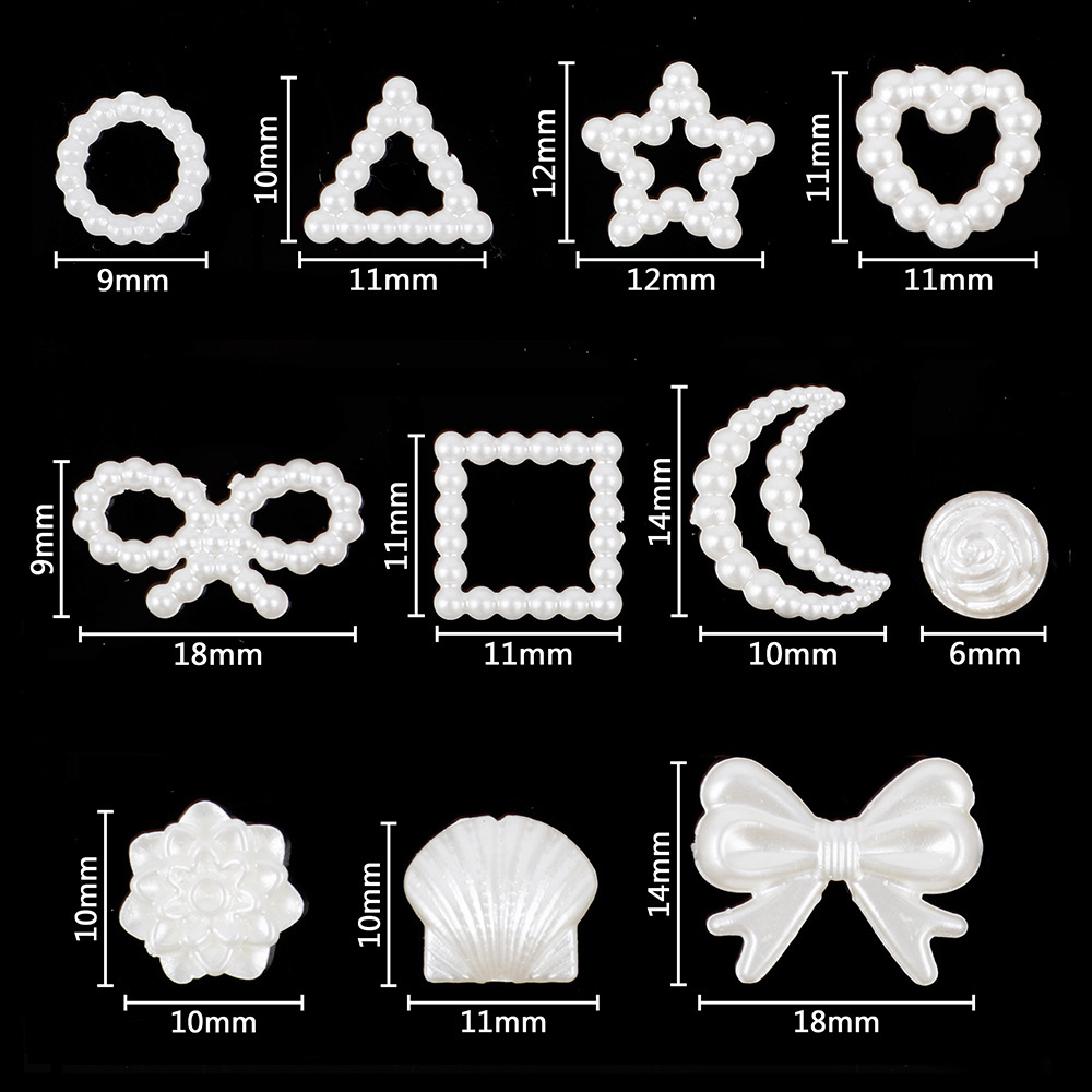 Túi 10 Hạt Charm Phụ Kiện Hình Trái Tim, Ngôi Sao, Nơ Đính Kẹp Tóc