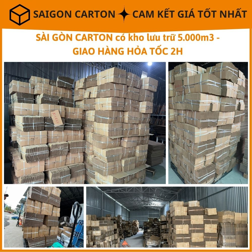 Hộp carton đóng gói hàng cho shop online size 22x12x6 cm - Mua 100 tặng 1 DAO RỌC GIẤY - sản xuất bởi SÀI GÒN CARTON
