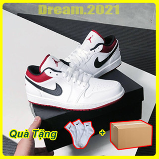 Giày Jordan 1 Low White University Red Bản Cao Cấp , Giày Jordan cổ thấp trắng phối màu đỏ vệt đen cực đẹp hottrend