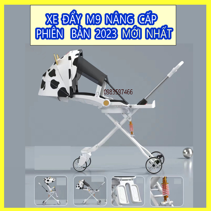 Xe đẩy M8, M9 gấp gọn 2 chiều có ĐỆM kèm MÁI CHE M8 chính hãng bảo hành 1 năm