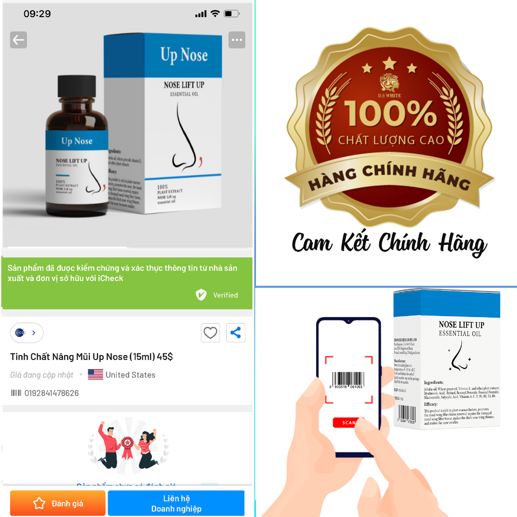 Tinh chất nâng mũi UPNOSE giúp định hình mũi chống nếp nhăn và chống lão hóa cao cấp 15ml