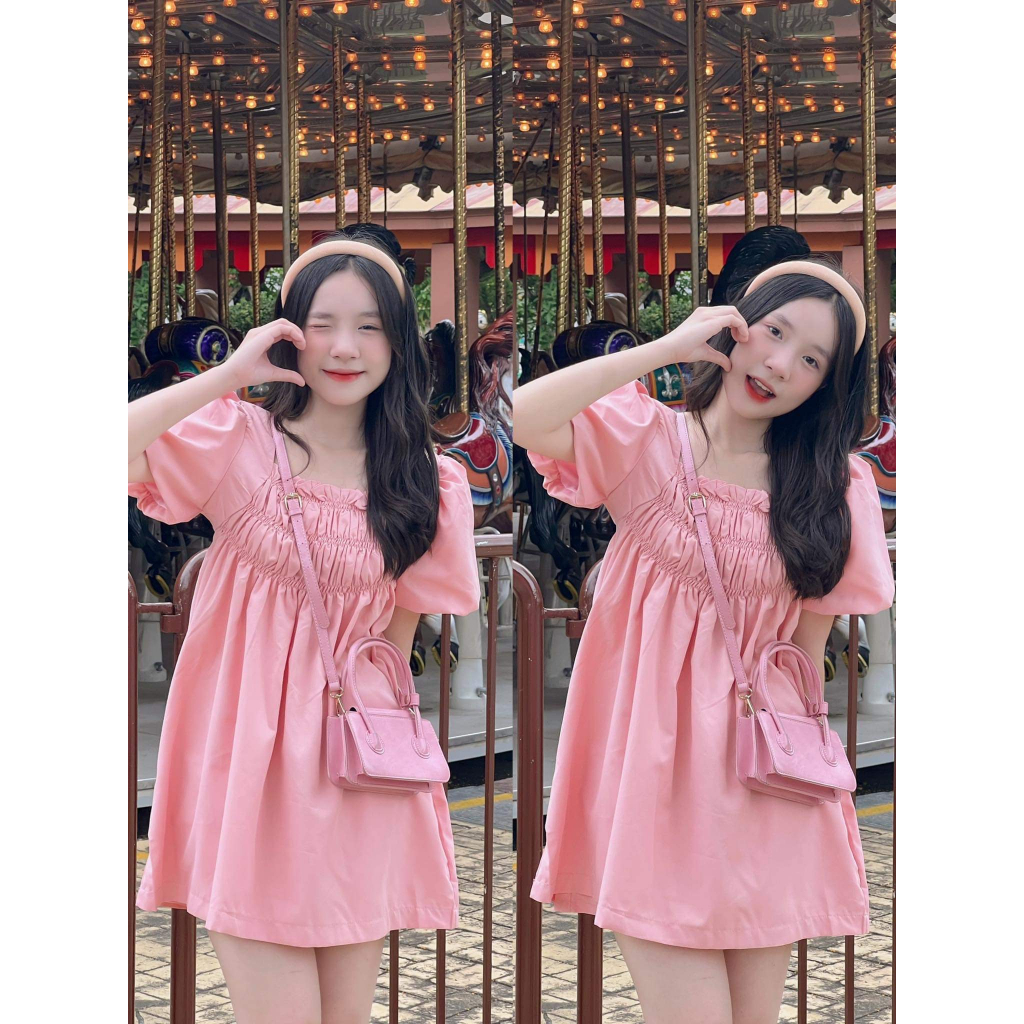 Set áo babydoll tay bồng chun ngực dáng giấu quần kèm quần sooc, Set babydoll KEMIE SHOP