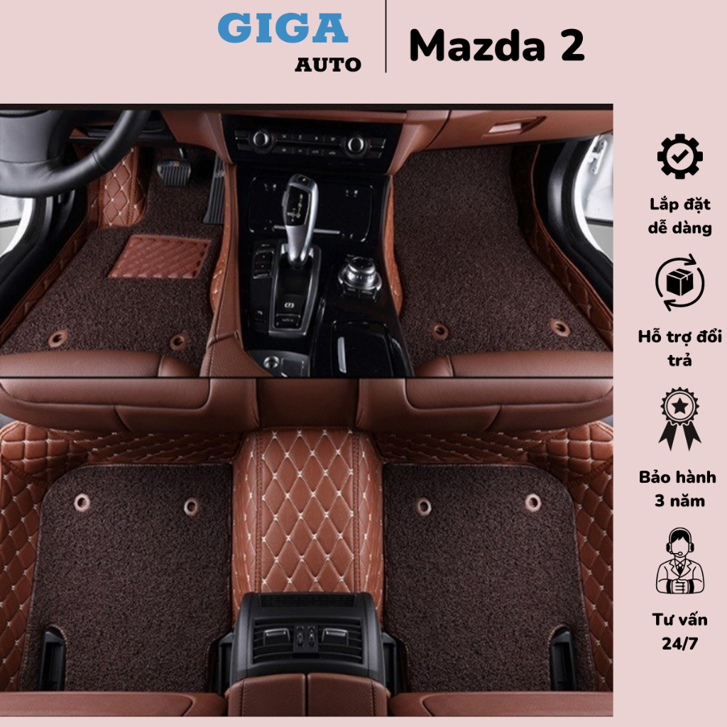 Lót sàn ô tô Mazda 2 5D, 6D đời 2011 - 2015, 2016 - 2022 da PU cao cấp không mùi, không ngấm nước, dễ dàng vệ sinh