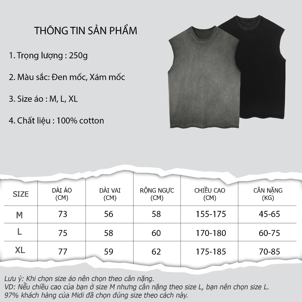 Áo thun ba lỗ Midi tanktop sát nách thể thao Unisex form rộng bigsize chất liệu cotton thấm hút mồ hôi