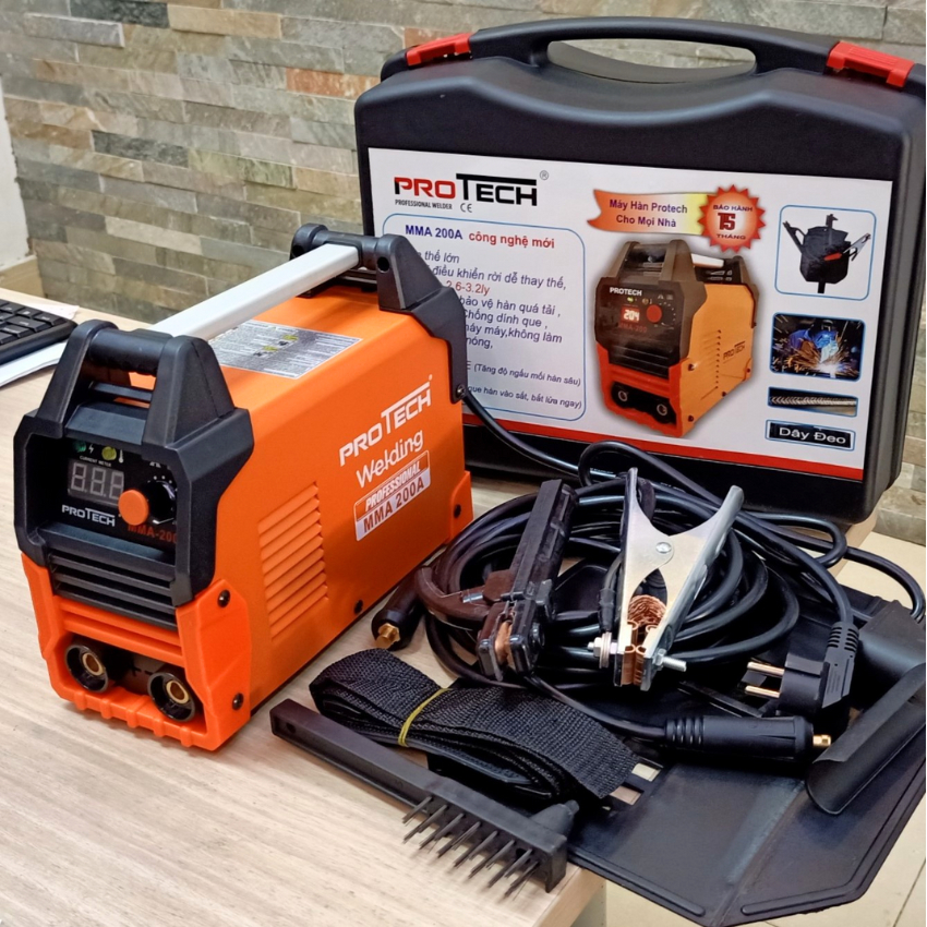 Máy Hàn Que mini Protech MMA 200A có hộp nựa bảo quản chuyên hàn gia đình và thợ