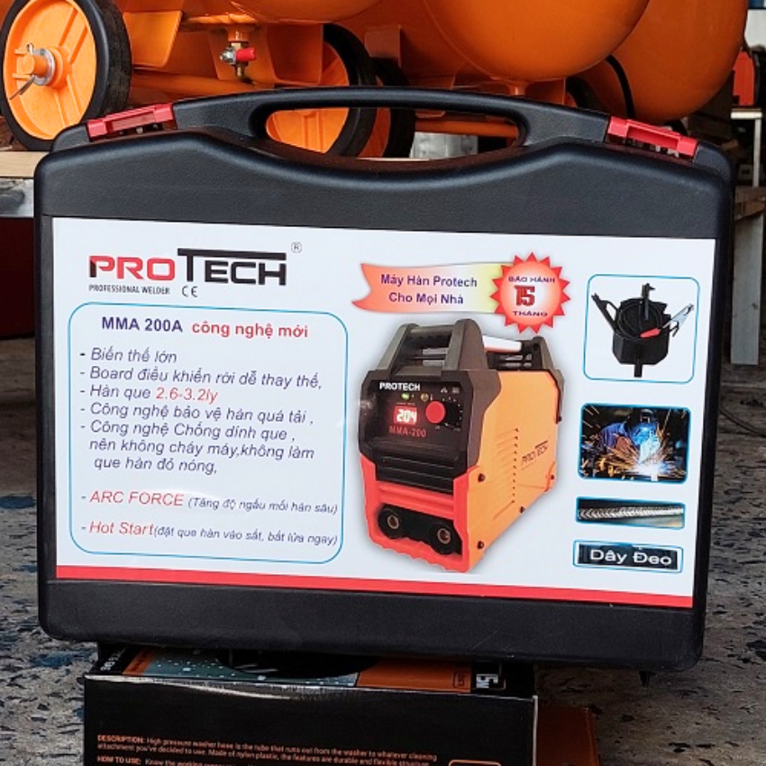 Máy Hàn Que mini Protech MMA 200A có hộp nựa bảo quản chuyên hàn gia đình và thợ