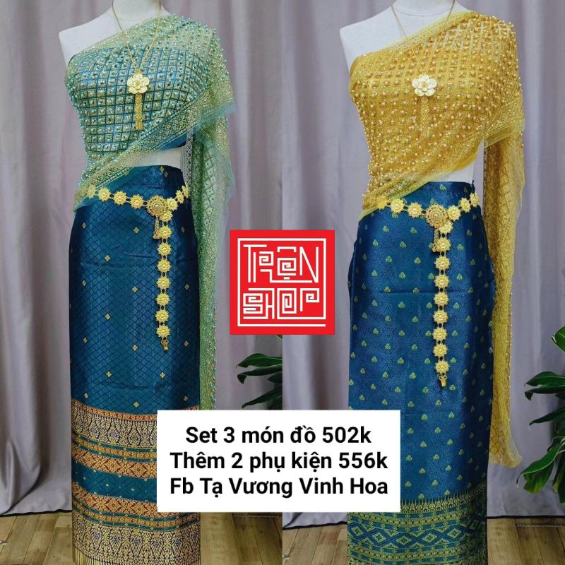 Trang phục Thái Lan mẫu mới không rụng kim tuyến set 5 món có sẵn