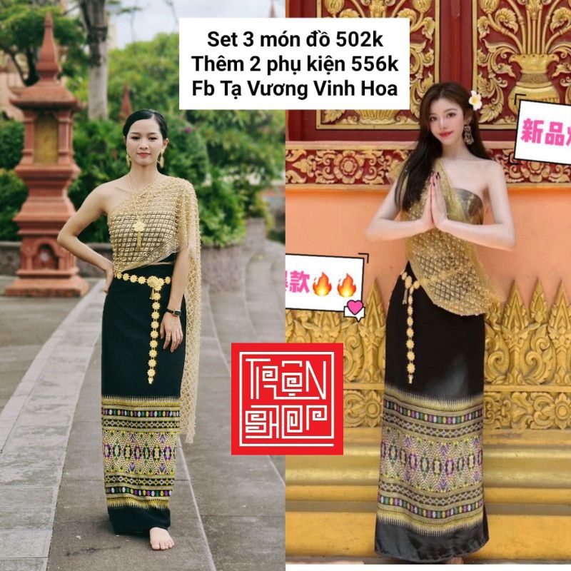 Trang phục Thái Lan mẫu mới không rụng kim tuyến set 5 món có sẵn