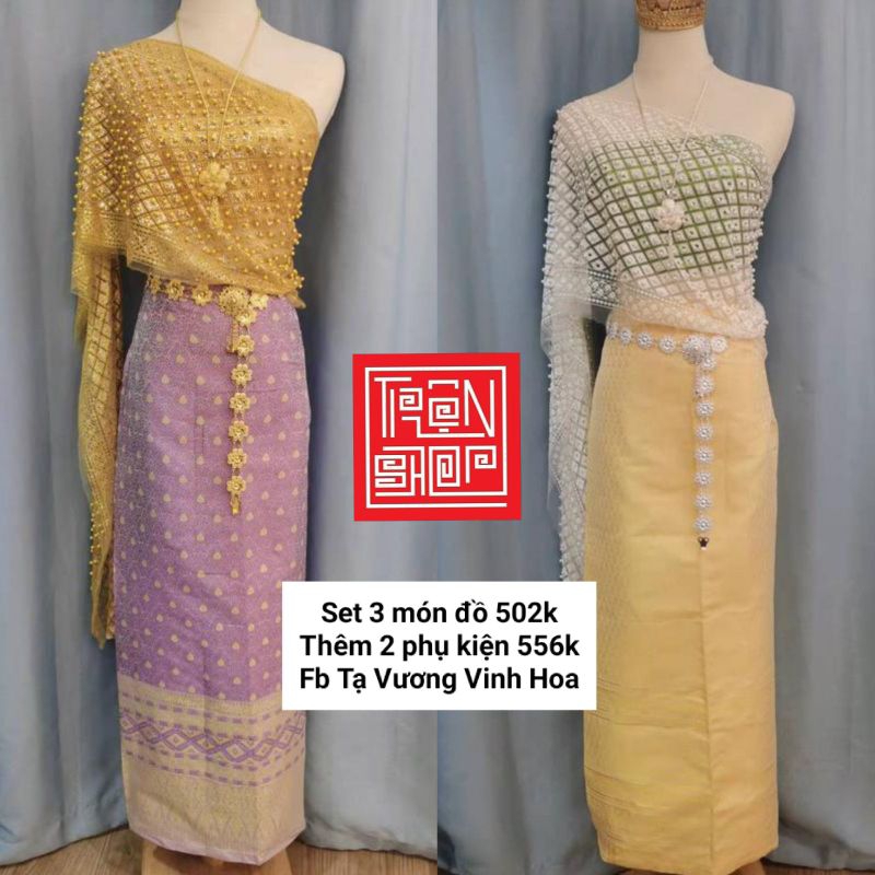 Trang phục Thái Lan mẫu mới không rụng kim tuyến set 5 món có sẵn
