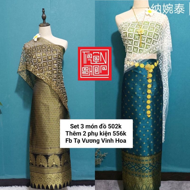 Trang phục Thái Lan mẫu mới không rụng kim tuyến set 5 món có sẵn