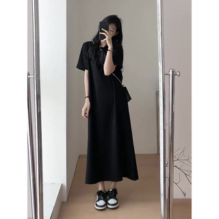 (ORDER) Váy thun màu đen suông rộng dài mặc thoải mái oversize vintage nhẹ nhàng đơn giản (Hàng QCL1)