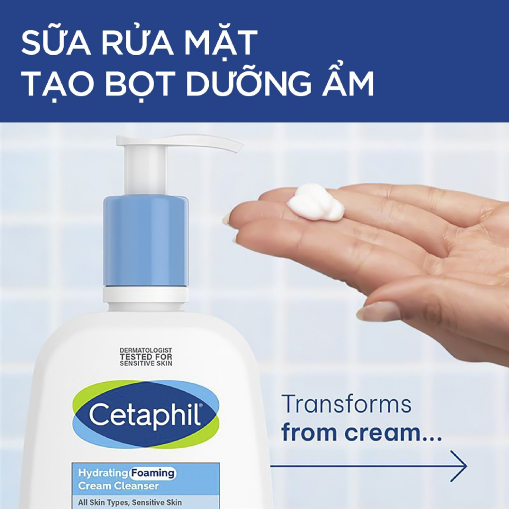 [MẪU MỚI] Sữa Rửa Mặt Tạo Bọt Cetaphil Hydrating Foaming Cream Cleanser Dịu Lành Cho Da Nhạy Cảm