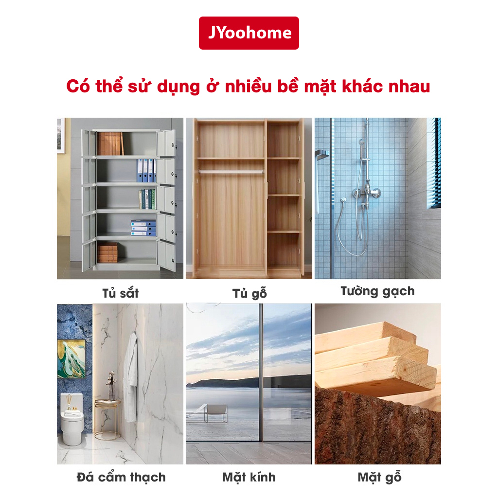 Thanh 6 Móc Dán Tường Siêu Dính Trong Suốt JYoohome Treo Đồ, Quần Áo, Khăn, Đồ Dùng Nhà Bếp - Siêu Dính, Siêu Chịu Lực