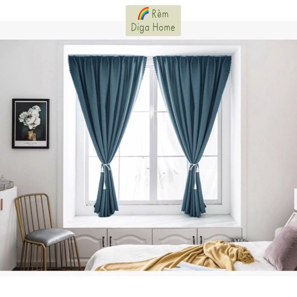 Rèm Dán Tường Cửa Sổ-Xanh Dương -Rèm Cửa Trang Trí-Không Cần Khoan Tường,Vô Cùng Tiện Lợi