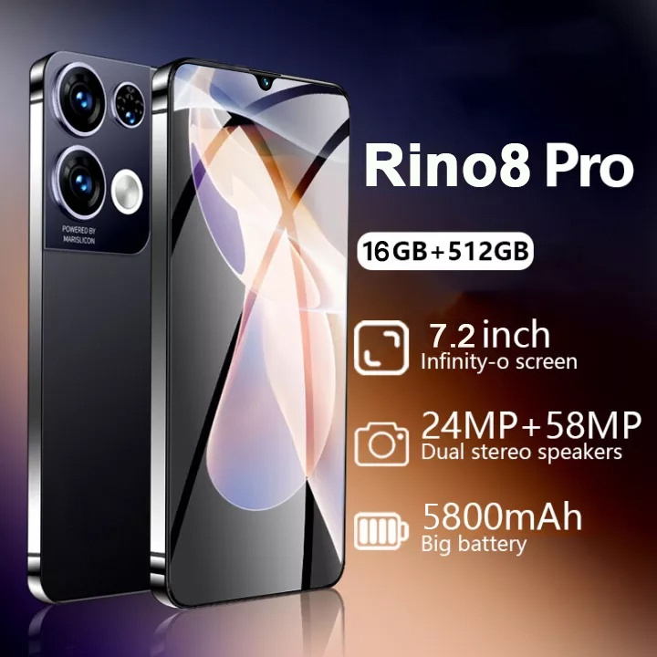 Điện thoại di động Rino8 pro mới nguyên bản 12+512GB bán 5G điện thoại chơi game Android thẻ kép COD