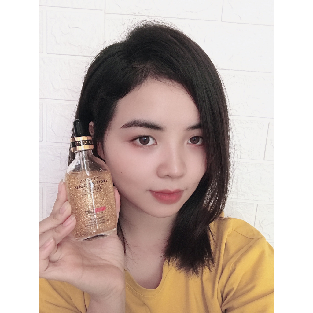 Combo serum vàng Úc 24k Pure Gold Ampoule và thanh lăn tinh chất