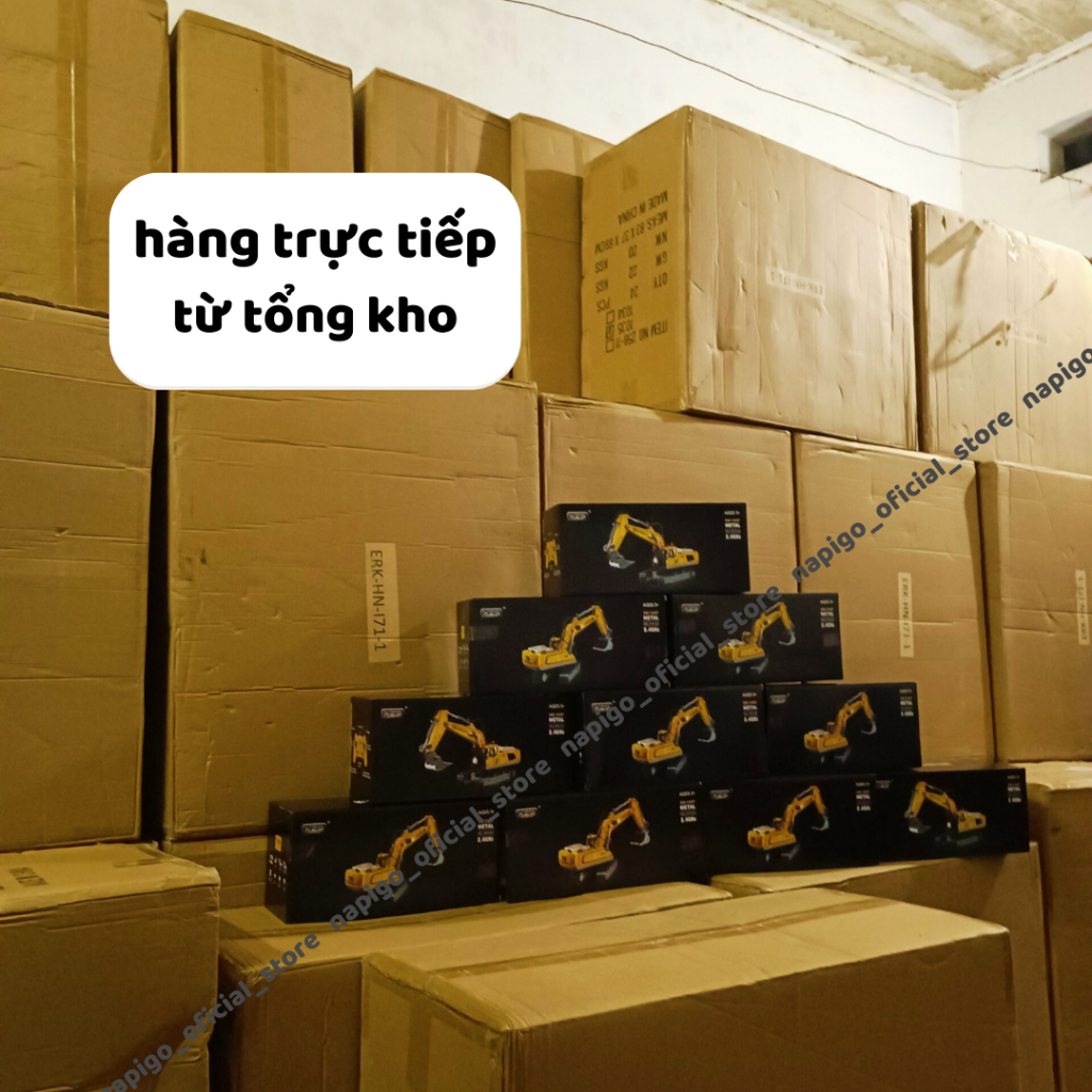 Máy xúc Xuezhishan 11 kênh, Xe múc đất cát điều khiển từ xa cho bé, Đồ chơi trẻ em xe công trình Napigo gầu sắt hợp kim