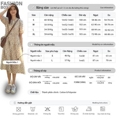 Váy hoa nhí tay phồng cổ tròn cực dễ thương mẫu hè mới hot 2023 MCO