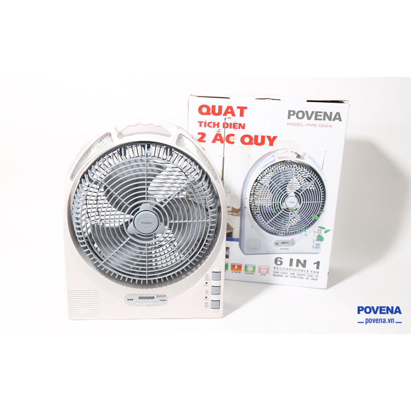 Quạt tích điện POVENA PVN-5624 6IN1